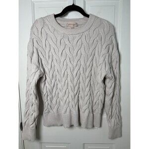 Philosophy Women’s Fisherman Cable Knit Cream Crewneck Sweater - Large